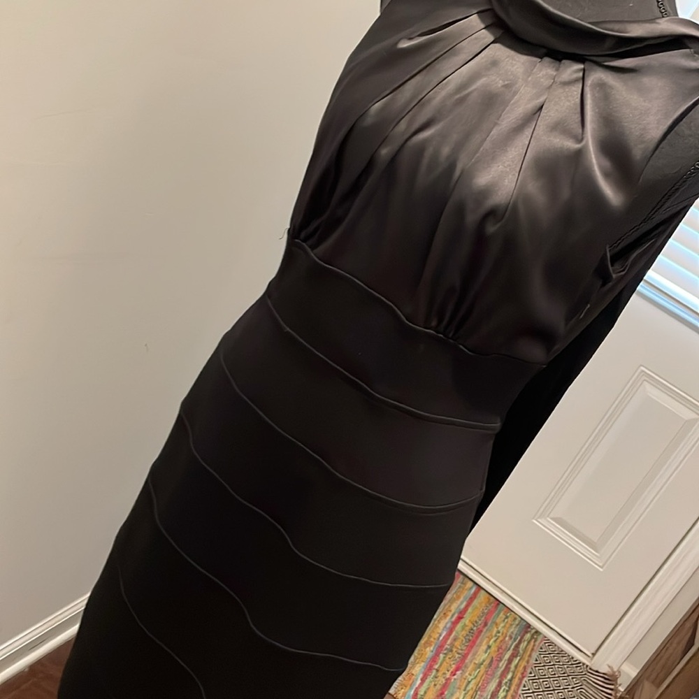 Donna Ricco Cocktail Dress Size 8P Black Tailored Bodycon Party Glam Occasion